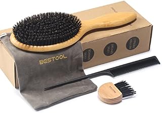 BESTOOL Hair Brush, Boar Bristle Brush for Women Men Children, Bamboo Paddle Natural Bristle Brush for Thin, Fine Hair, Improve Hair Texture