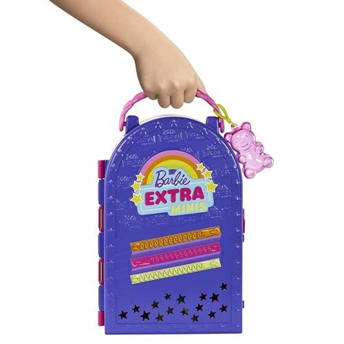 Barbie Extra Minis, Extra Mini Puppe und Boutique Spielset, Kleiderschrank mit Schränken, Regalen, Spiegeln, 360 Plattform… – Ansicht 4