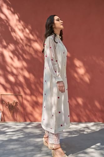Image of GoSriKi Rayon Viscose Embroidered A-Line Kurta Set with Pant | Stylish Ethnic Wear for Office, Festive, Kurti Set for Woman, Women Kurta Sets with Dupatta Cotton
