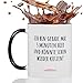 Fräulein Heiligenscheiss® Ich bin gerade mal 5 Minuten hier und könnte schon wieder kotzen! - Tasse mit Spruch - zweifarbig - beidseitiger Druck - 330 ml - spülmaschinenfest (Schwarz)
