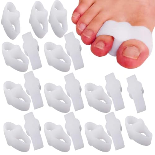 Image of 24 Pieces Toe Separators Bunion Corrector Toe Spacers with 2 Loops, Soft Gel Big Spacer Suitable for Bunion and Overlap