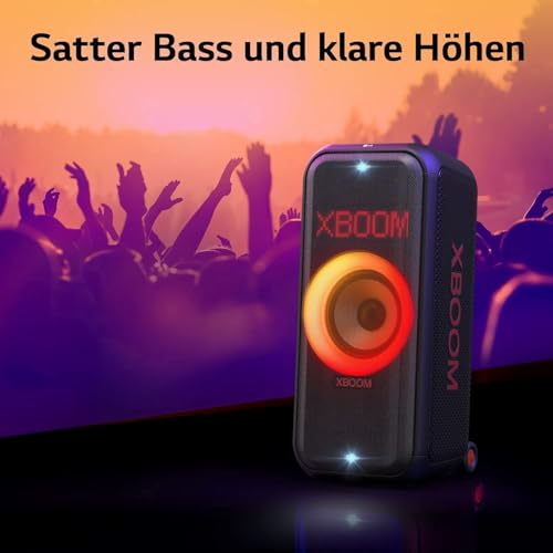 LG xboom DXL7T, rollbarer Bluetooth-Lautsprecher (250 W, Karaoke- & DJ-Funktionen, Beleuchtung), Schwarz [Modelljahr 2024]