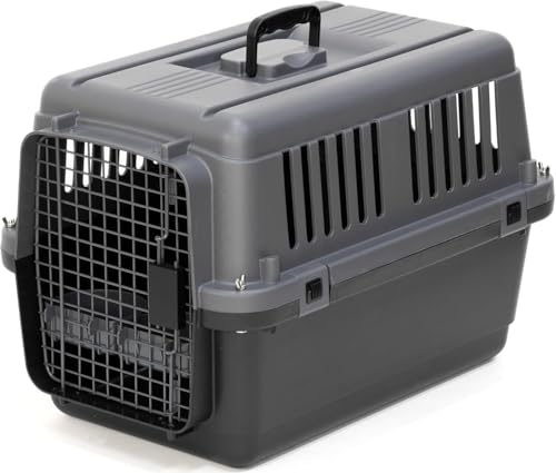 SportPet Airline Approved Wire Door Travel Dog Crate, Durable Plastic Pet Travel Kennel, Secure...