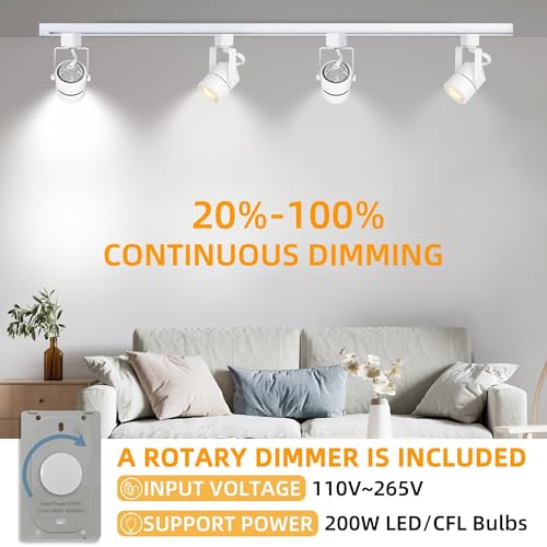 Image of GU10 LED 3CCT White Track Lighting Heads(No Track Rail) 3000K /4000K /6000K Adjustable with Dedicated Dimmer, 12PCS Ceiling Spotlight Fixture with Replaceable 10W Bulbs