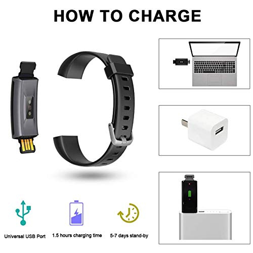 Lintelek Fitness Tracker HR, Activity Tracker with Step Counter, Heart Rate Monitor, Smart Watch with Sleep Monitor, Extra Replacement Band for Men Women Kids (Blue+Black) - Thumbnail 6