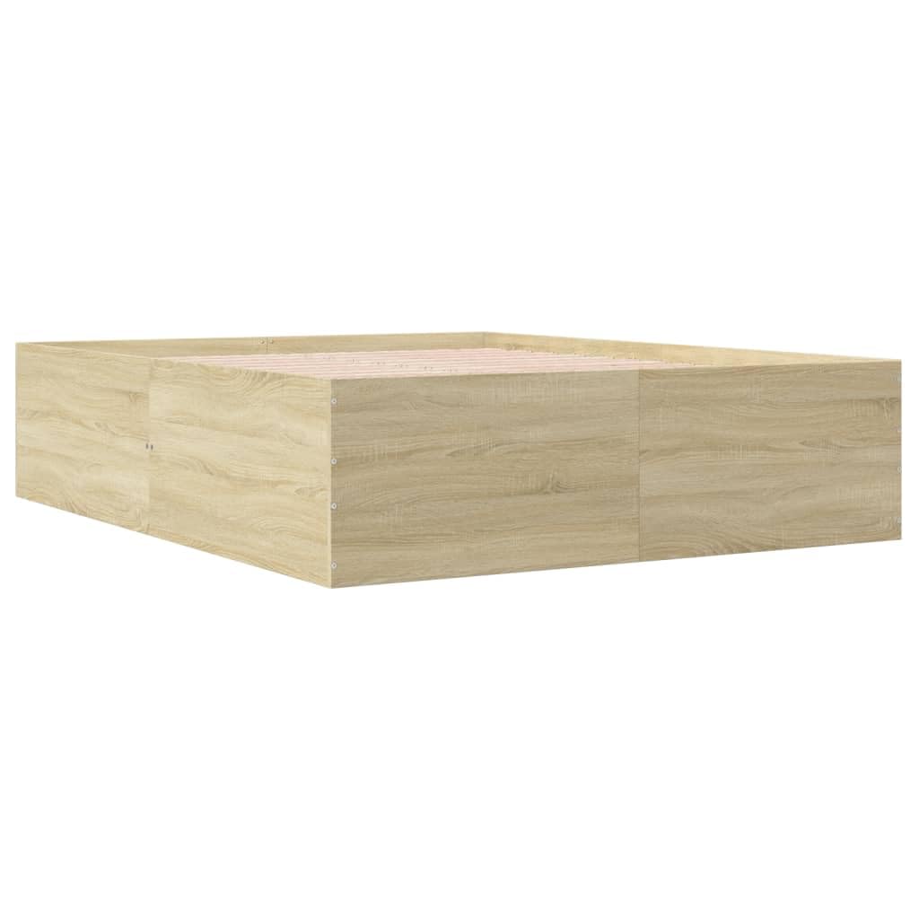 vidaXL Bed Frame, Bed Base for Bedroom Guest Room, Mattress Foundation for Double Bed, Bedstead, Sonoma Oak 150x200 cm King Size Engineered Wood