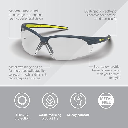 HexArmor NX1 Safety Glasses, Grey 12% Lens, Anti Fog and Scratch Resistant Safety Glasses