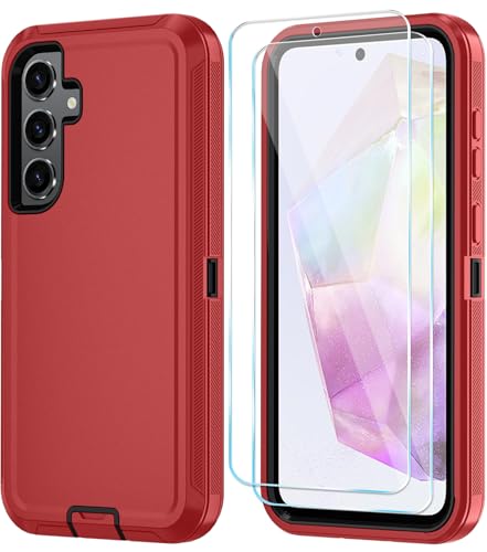 Qinmay for Samsung Galaxy A37 5G Phone Case, 3-Layer Cover, RedBlack