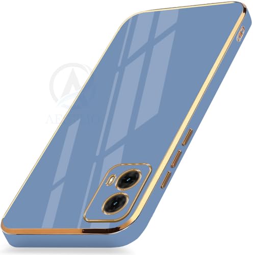 Image of AESTMO Back Case Cover for Moto G85 5G Back Cover | Gold Electroplating Chrome | Raised Edges | Super Soft-Touch | Bumper Back Case for Moto G85 5G (Gold & Blue)