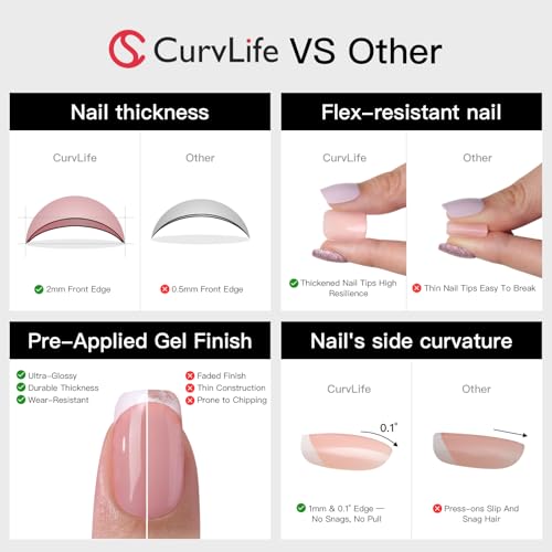 Curvlife Rainbow Short Press On Nails Square Stick On Nails Short Fake Nails Design Glossy Acrylic Nails Stick On Nails Tips Glue On Nails False Nails For Women Nail Kit With Nail Glue
