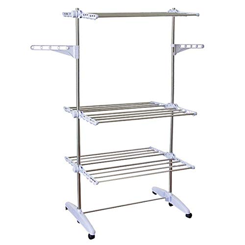 Rack à linge extensible pour balcon en acier inoxydable blanc multifonctionnel