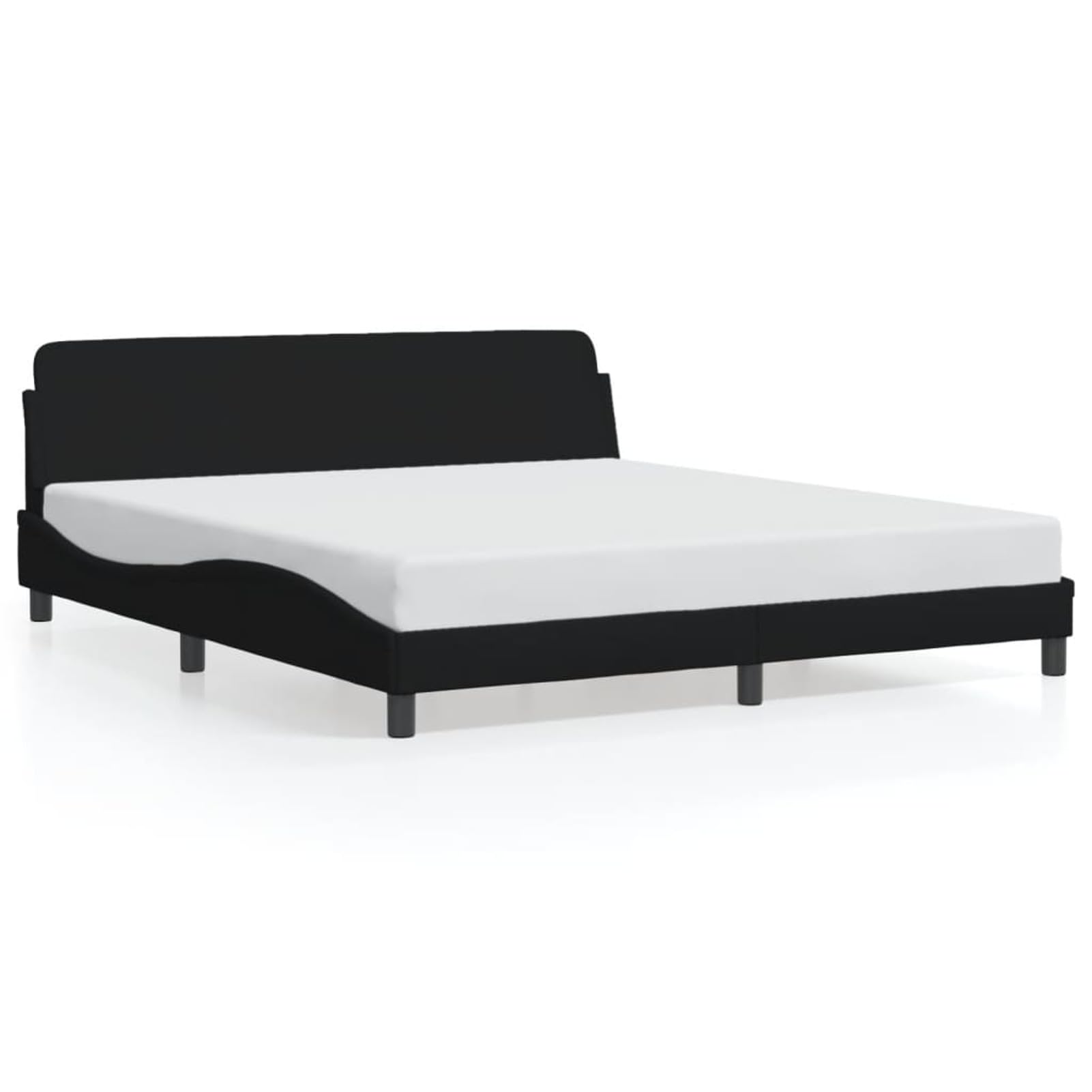 Homgoday Lattenrost ohne Matratze Schwarz 180x200 Stoff Bett mit Bettrahmen Bettgestell Bettgestell Modern Rahmen für Wohnzimmer Schlafzimmer Modell 373227IT