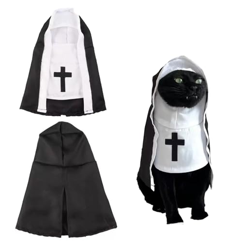 Halloween Katzen Hunde Haustierkostüme,Lustiges Cosplay Sister Habit Umhang Kostüm,für Katzen und Kleine Hunde Halloween Christmas Festival Cosplay Party Haustiere Kleidung (M)