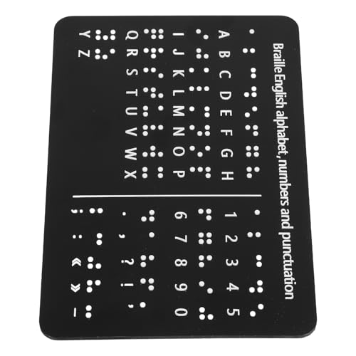GANAZONO Tablero de Letras Braille con Puntos para Adultos Herramienta Educativa Montessori para Aprender Braille con Números y Signos para Enseñanza Casa y Aula Negro