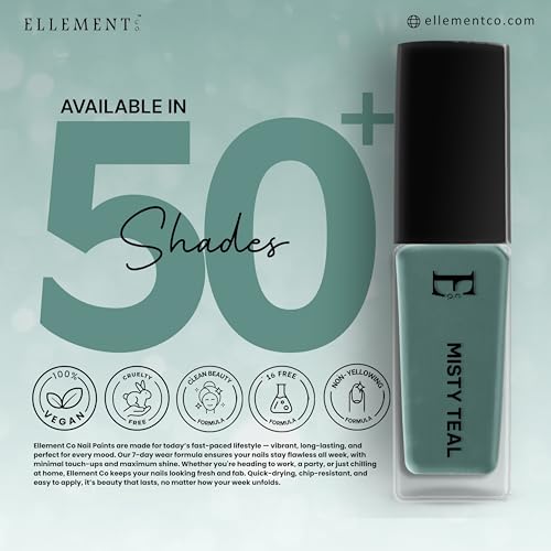 Image of MISTY TEAL Vegan Nail Polish Teal Blue Green Color | Long Lasting Chip Resistant Formula | Quick Dry Glossy Finish | Non Toxic & Cruelty Free Nail Paint for Women | 10 ml
