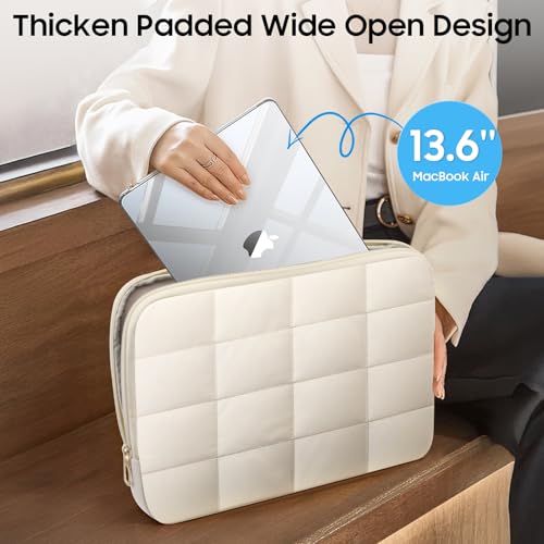 Fintie Hülle Kompatibel mit MacBook Air 13.6 Zoll M5 M4 M3 M2 (2026-2022) A3449 A3240 A3113 A2681, Ultradünne Hartschale Schutzhülle und Laptoptasche für MacBook Air 13.6 Zoll, Beige