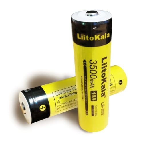 LiitoKala Baterías recargables, Liitokala, 18650, batería de litio 18650 de 3,7 V, batería recargable de iones de litio 18650, 3500 mAh, batería de alta capacidad de 3500 mAh, 65 x 18 mm, 2
