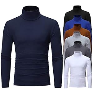 Camiseta Interior de Cuello Alto para Hombre Camisa Casual de Elástico Slim Fit Ropa Térmica de Interior Ligero y Cómodo Básicos