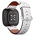 CJBROES Replacement Leather Watch Band, Compatible with Fitbit Versa 3 and Fitbit Sense of Wristband Bracelet Accessory - Maple Leaf