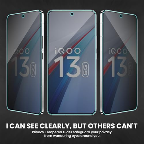Image of ArmourPro Privacy Tempered Glass for IQOO 13, Anti Spy Anti Peeping Screen Protector, Edge-to-Edge Full Coverage, 9H Hardness with Cable Protector | Black