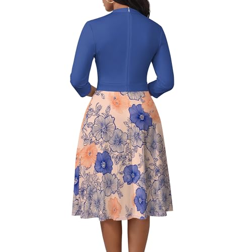 Image of PinkPatty Women's Casual A-line Midi Dresses 3 /4 Sleeve V Neck Fit and Flare Dress with Pockets