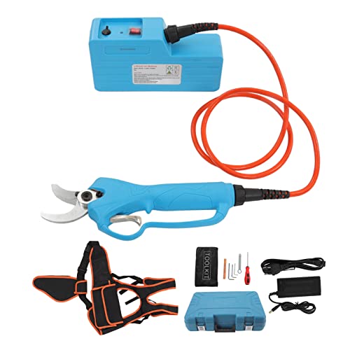 Mumusuki Tijeras de Podar Eléctricas, Poda Eléctrica Inalámbrica Profesional Mochila con Batería Tijeras de Ramas Altas para árboles Frutales Recortadora de Jardín, Enchufe de la UE 100-240V