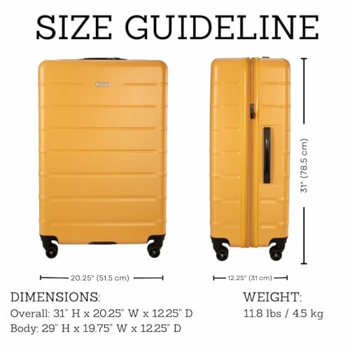 Image of Ricardo Beverly Hills Cambria Hardside Luggage | Stylish Suitcase with Wheels for Effortless Travel, Expandable and Secure TSA-Locked Packing 29-inch Large Checked (Mango Tango, Checked Large 29-Inch)