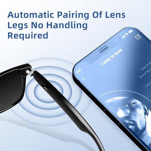 Image of Smart Glasses for Men Women, UV400 Polarized Sunglasses Lenses | Open Ear Bluetooth Sunglasses with Mic & Speakers, Hands-Free Calls, Voice Assistant, Touch Control, Driving Sports Outdoor