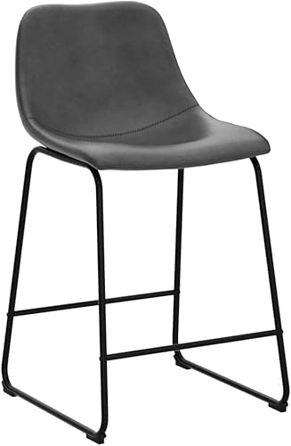 Miniatura 107 de Rfiver Taburetes de bar de piel sintética de poliuretano, juego de 2, taburetes industriales con respaldo y reposapiés, sillas modernas sin brazos