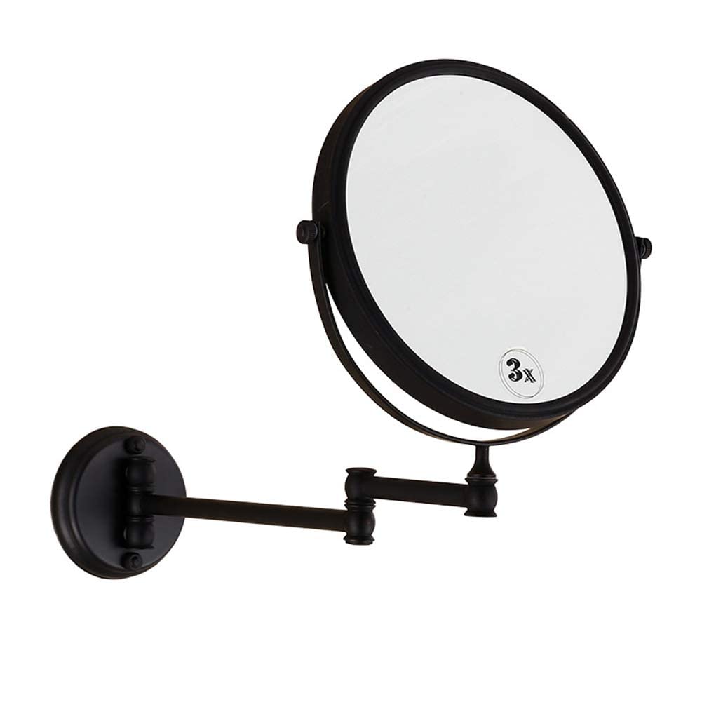 Miroir de maquillage mural pivotant grossissement 3X extensible rond 20 cm