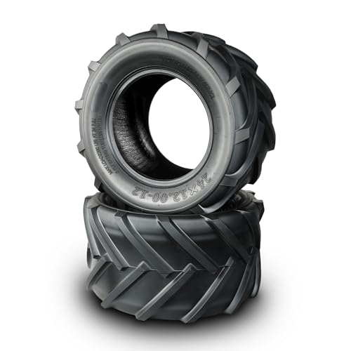 TRIPOWER 24x12x12 Garden Tractor Tires - 24x12.00-12 Lawn Mower Tires for Zero Turn Wrok on Hill - Workout Tire for Flipping, Super Traction, 6PR Tubeless, Set of 2