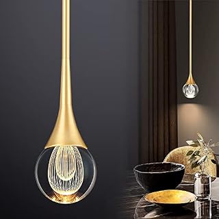 EANLOLY Chandeliers Ceiling Lights,Crystal Pendant Light,LED Height Adjustable Raindrops Ball Chandelier Fittings,for Living Room Dining Room Bedroom Kitchen Bar Brass Gold Lighting Ceiling