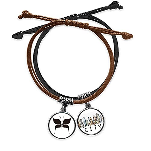 Bracelet corde papillon noir en cuir sidi idéal pour le quotidien