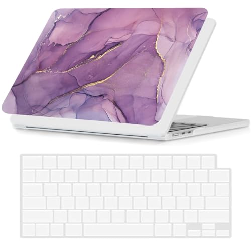 Carcasa MacBook Pro 16 A2141 con funda rígida de plástico y protector de teclado mármol púrpura