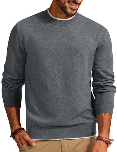 Pj Paul Jones Crewneck Sweater For Men Winter Comfy Casual Thermal Lightweight Wool Blend Pullovers Dark Grey L cover