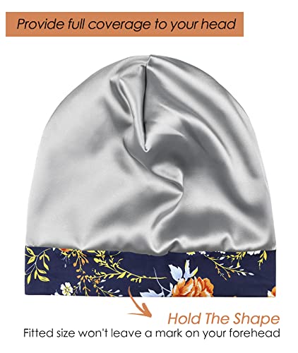 Image of Satin Lined Sleep Slouchy Cap Curly Girl Slap Headwear Gifts For Frizzy Hair Women