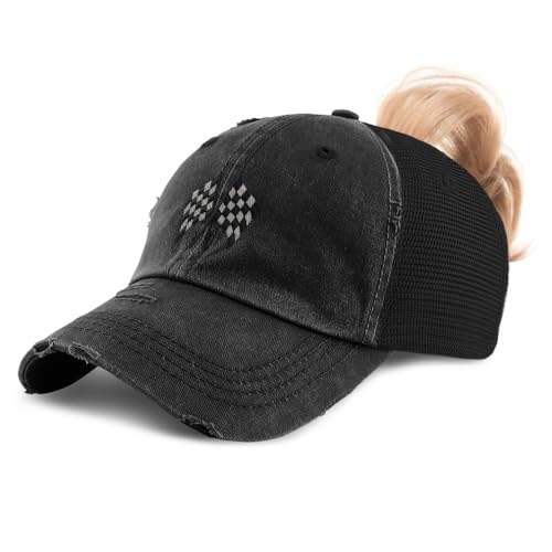 Gorra de béisbol para mujer con bordado de bandera a cuadros miniatura 1