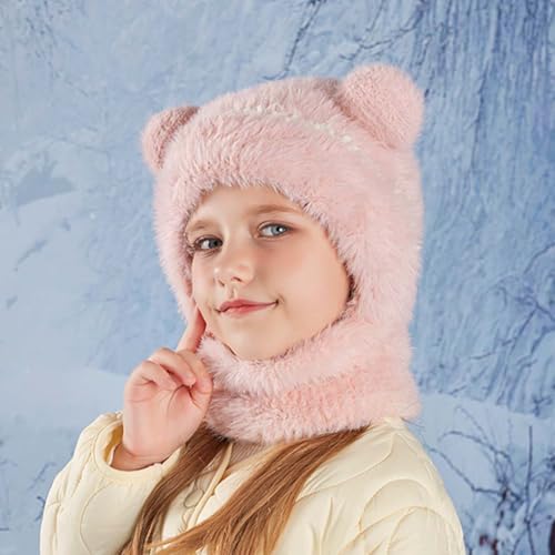 Kids Ski Mask Balaclava for Girls Boys, Winter Windproof Face Mask Hat for Cold Weather, Fleece Hooded Scarf Neck Warmer3