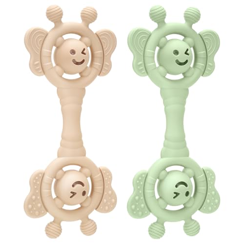 CLDY 2er Set Sensorische Greifbälle mit Rassel - BPA-freie...