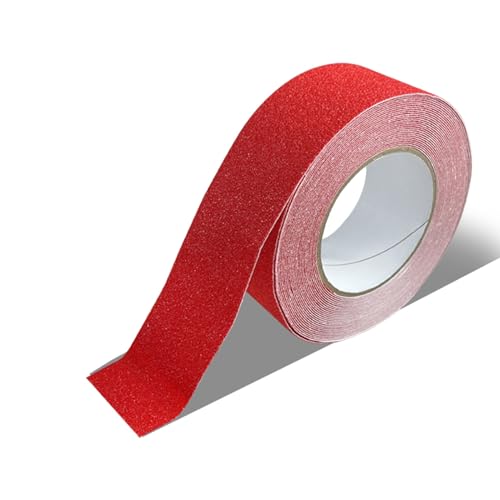 階段 滑り止め 研磨剤入り粘着グリップテープロール、滑り止め、柔軟なPVC階段ノーズモールディング、床/スロープ/ランプ用階段エッジングガード(Red A,W15cmxL5m/6″x16ft)
