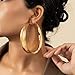 Chunky Gold Silver Hoop Earrings for Women Wide Flat Huggie Hoops Dangle Earrings Big Large Punk Smooth Surface Statement Earrings Fashion Jewelry (B Gold)