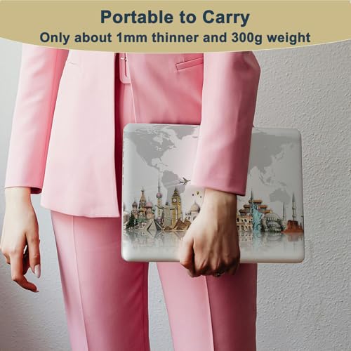 Funda MacBook Pro 13 para viajeros con diseño de mapa mundi y protector de teclado 3