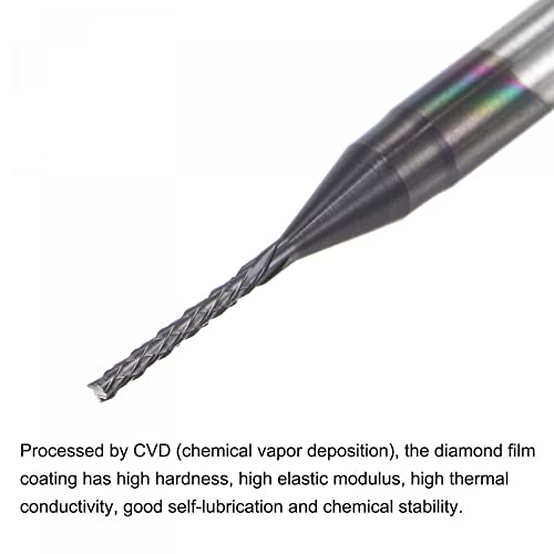Image of uxcell End Mill CNC Router Bits, 0.8mm x 6mm 1 /8 inch Shank Diamond Film Coated Carbide Engraving Bit Milling Cutter Left Hand for PCB Plastic Fiber Wood 5pcs