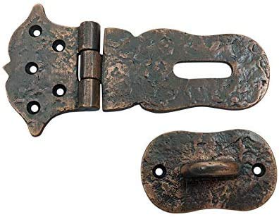 Image of Adonai Hardware inchParan inch Heavy Duty Cast Iron Safety Locking Hasp and Staple (6 inch x 4 Pack, Antique Copper) for Vintage Pirates Treasure Chest, Trunks, Wooden Jewelry Box, Cases, Furniture and Sheds
