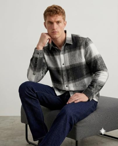 Image of DEELMO Men's Cotton Blend Printed Checkered Casual Shirt | Full Sleeve Button Down Regular Fit Collared Shirt | Soft & Breathable Everyday Wear for Office (Available in Plus Size)
