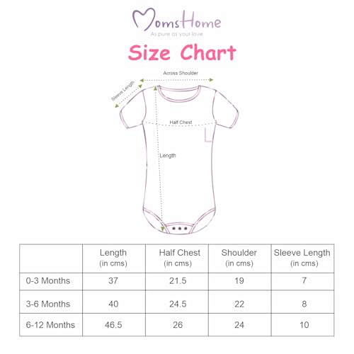 Image of MOM'S HOME Soft Organic cotton Unisex New Born Baby Onesie /BodySuit | 0-3 Months | Pack of 5