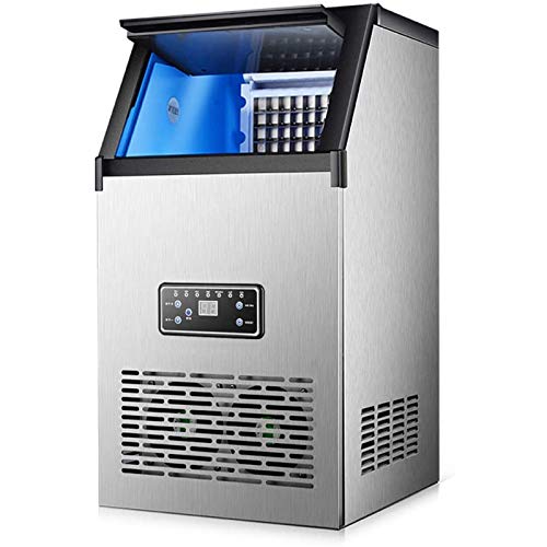 Commercial Stainless Steel Ice Cube Maker Machine 130 LBS/24H Ice Making Machine Intelligent LCD Control Panel with Water Drain Pump
