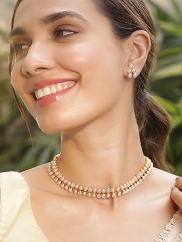 Image of Rubans Necklace Set Gold Plated Traditional Stylish Jewellery Gift for Women & Girls