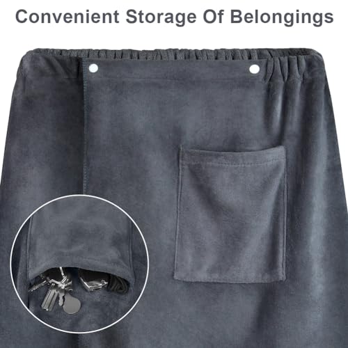 Aomig Saunakilt Herren, Grau, Elastisch, Verstellbare Größe, Schnapp-Badetuch Kilt Herren, Großes, Schnell Trocknendes Saunatuch für Fitnessstudio, Dusche, Sauna, Spa und Strand (70 X 140 cm)
