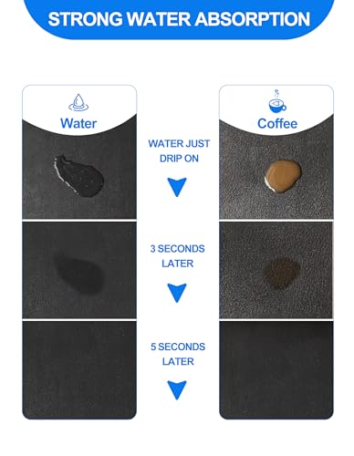 Image of Dish Drying Mat for Kitchen Counter, 16 inchx24 inch Dish Drying Pad with Non-slip Rubber Backed, Hide Stain Anti Absorbent for Kitchen Counter, Drying Mat for Coffee Machine Dish Rack (Black)